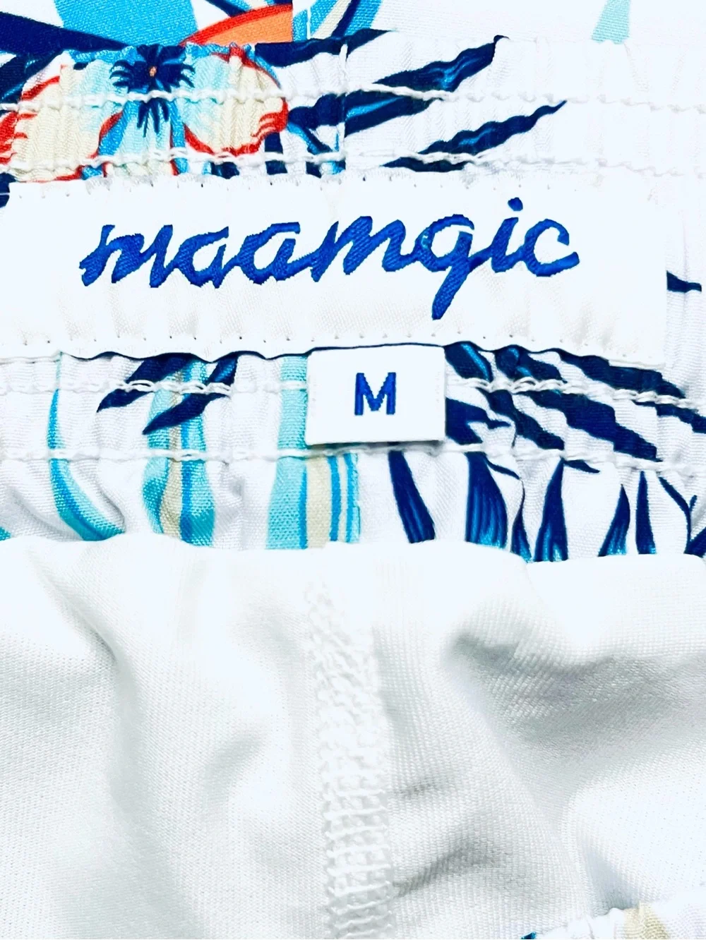 Maamgic Swim Trunks Tropical Hawaiian Liner Stretch Quick Dry Zip/Pockets Sz M